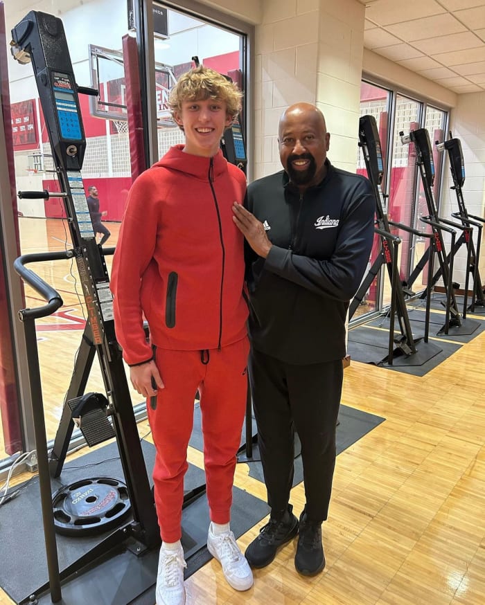 Gabe Sularski pictured with Mike Woodson during his visit for Hoosier Hysteria in October.
